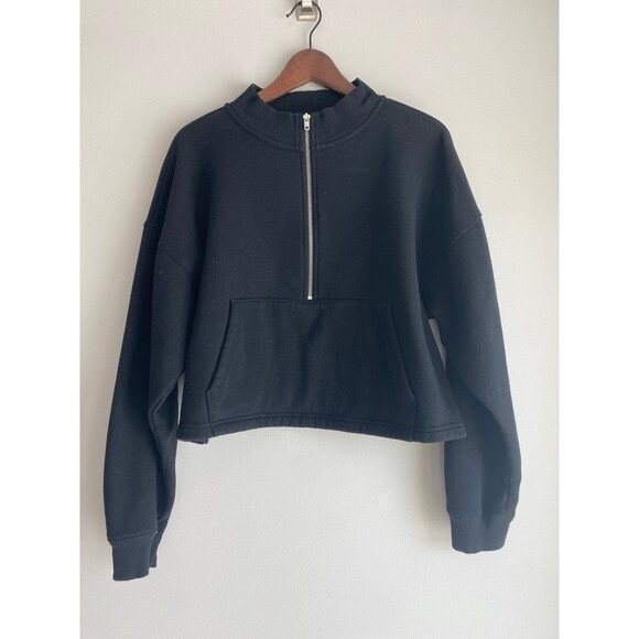 PINK Cropped Quarter Zip Fleece Size Large - Picture 3 of 8